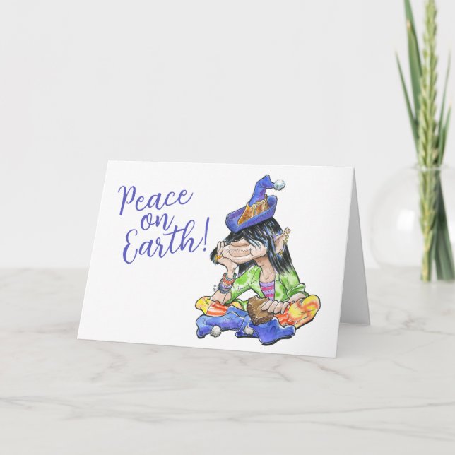 Noel, the Hippie Elf Holiday Card (Front)