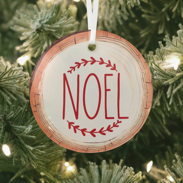Noel Typography Keepsake Tree Glass Tree Decoration (Insitu)