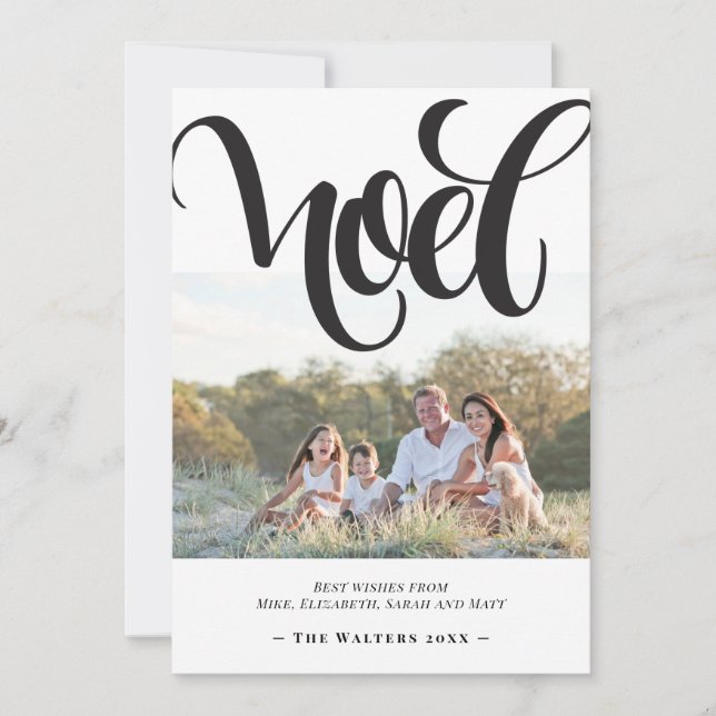 Noel Typography Photo Collage Family Xmas Holiday Card (Front)