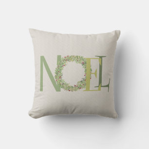 NOEL typography with Christmas wreath Cushion