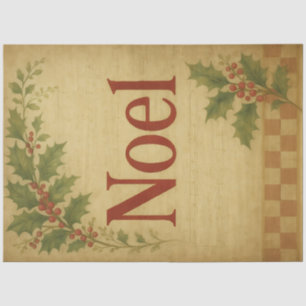 Noel Vintage Christmas Holly – Rustic Holiday  Tissue Paper
