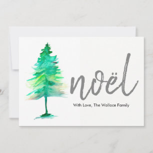 Noël, Watercolour Christmas Tree, Holiday Card