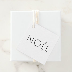 Noël white and black minimalist typography elegant favour tags