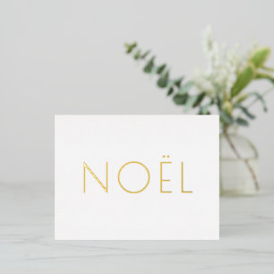 Noël white gold minimalist typography elegant foil holiday postcard