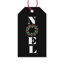 NOEL with Christmas Wreath on Black
