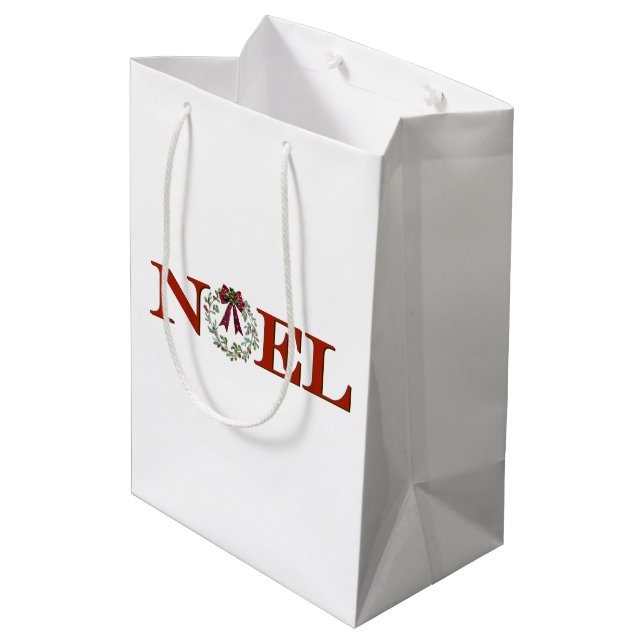 Noel With Wreath Medium Gift Bag (Back Angled)