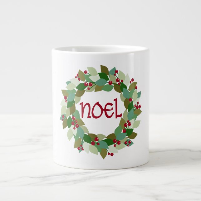 Noel Wreath | Christmas Wreath Large Coffee Mug (Front)