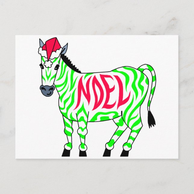 Noel Zebra Holiday Postcard (Front)