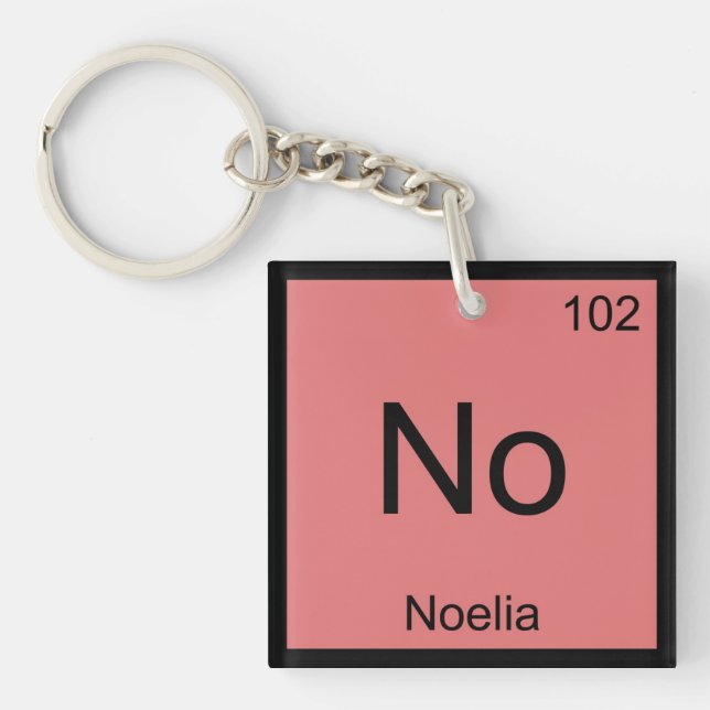 Noelia Name Chemistry Element Periodic Table Key Ring (Front)