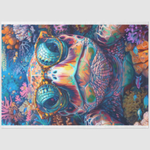 Noen Brightly Coloured Sea Turtle Decoupage Tissue Paper