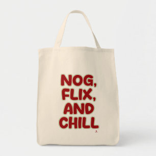 Nog Flix and Chill Funny Christmas Hang Out Tote Bag