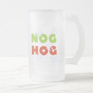 Nog Hog Frosted Glass Beer Mug