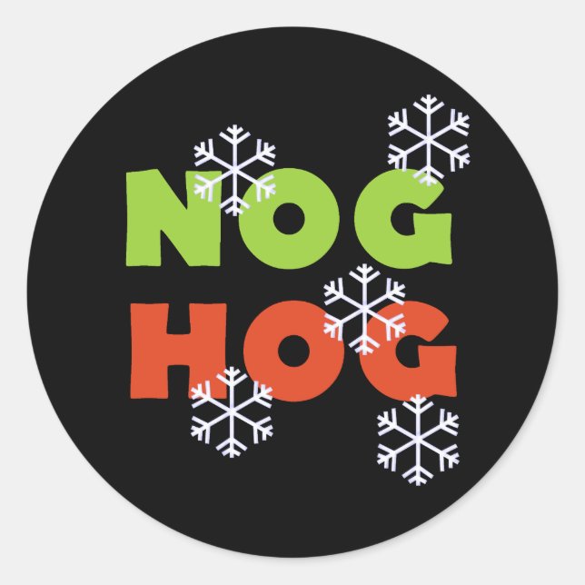 Nog Hog Love Egg Nog Holidays Classic Round Sticker (Front)