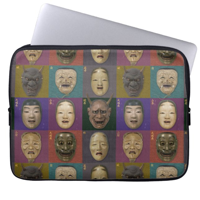 Noh masks colection laptop sleeve (Front)