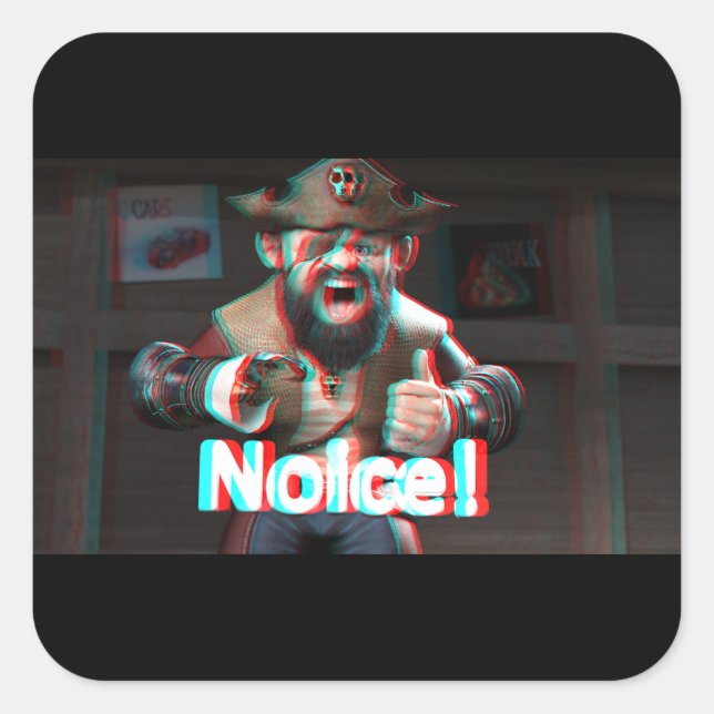 Noice! Badaz Beard 3D Square Sticker (Front)