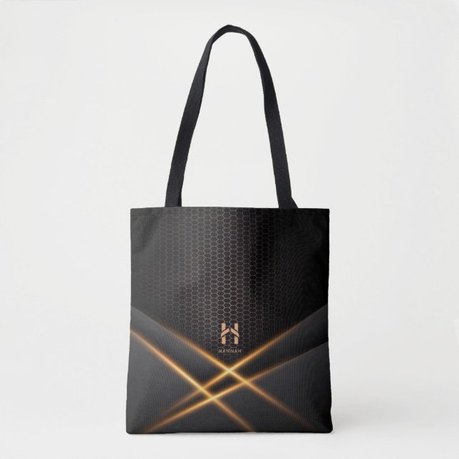  Noir and Gold Abstract Wallpaper Tote Bag (Front)