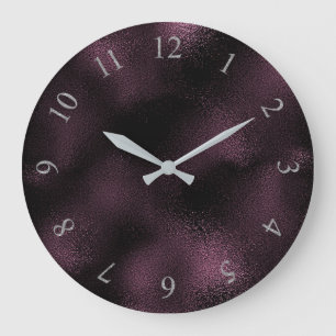Noir Burgundy Maroon Grey Roman Numbers Large Clock