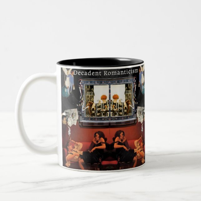Noir Collage Mug –Dialogue Over Coffee (Left)
