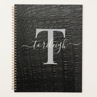 Noir Croc Monogrammed Planner