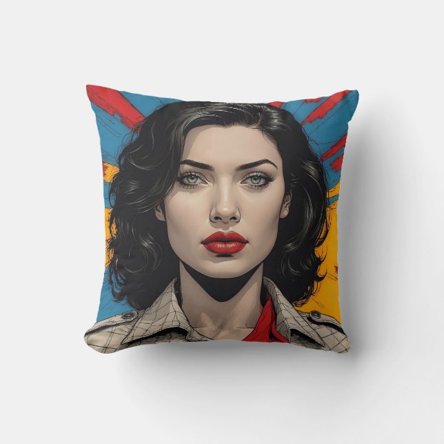 Noir Elegance - Exclusive Retro Art Cushion (Front)