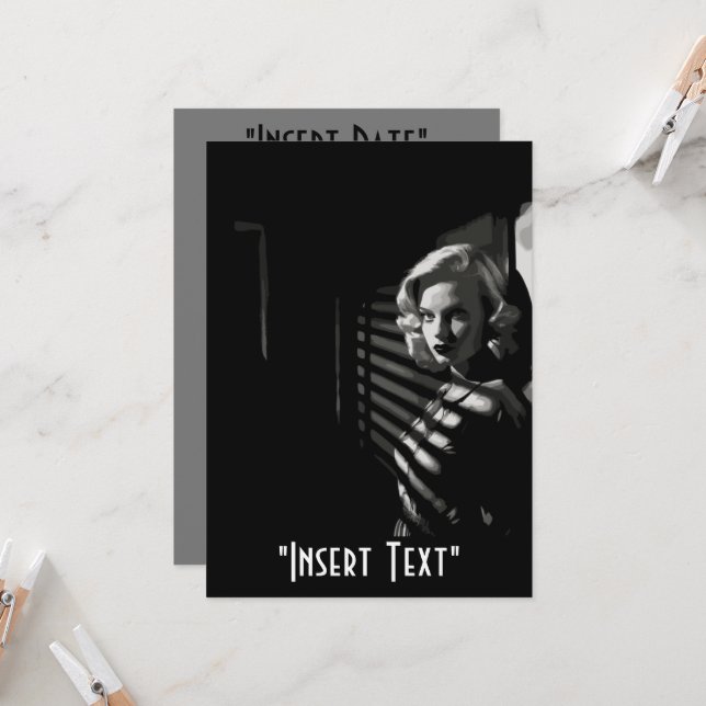 Noir Femme Fatale Invitation (Front/Back In Situ)