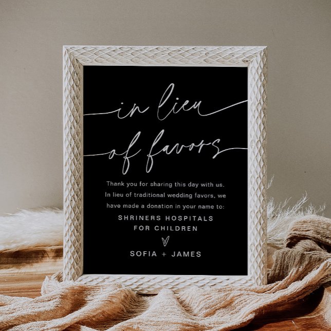 NOIR In Lieu Of Favours Wedding Donation Sign (Creator Uploaded)
