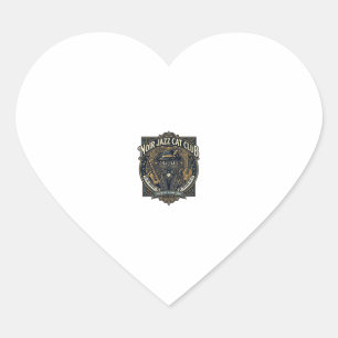 Noir Jazz Cat Cat Dad Gift Idea - Noir Jazz Cat Cl Heart Sticker