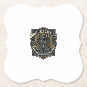 Noir Jazz Cat Cat Dad Gift Idea - Noir Jazz Cat Cl Paper Coaster