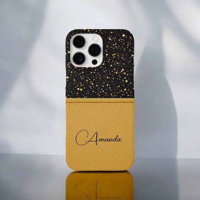  Noir Luxe Glitter (gold-Leather) Case-Mate iPhone Case (Creator Uploaded)