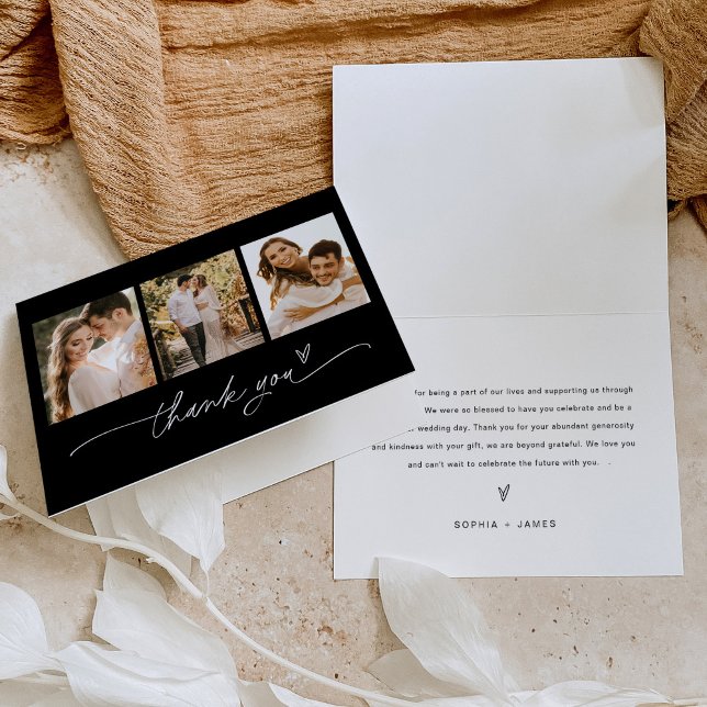 NOIR Minimalist Photo Wedding Thank You Card (Creator Uploaded)