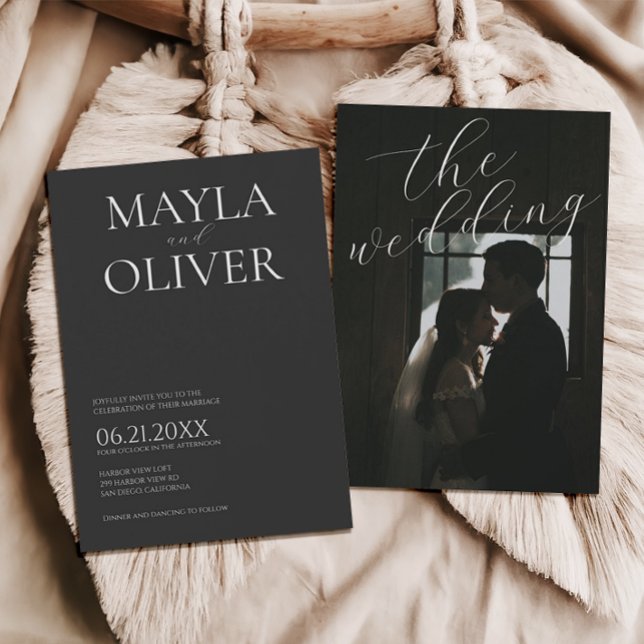 Noir Minimalist with Photo Wedding Invitation (Creator Uploaded)