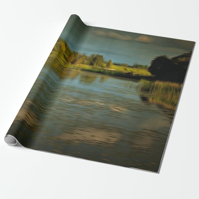 Noir view of a lake wrapping paper (Unrolled)