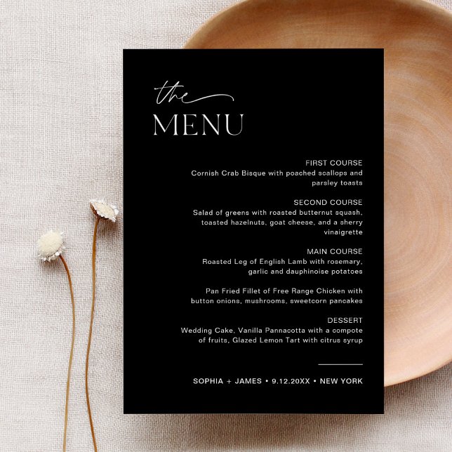 NOIR Wedding Dinner Menu 5x7 Card (Creator Uploaded)