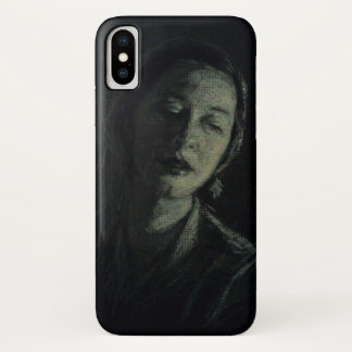 Noir White Charcoal Woman on Black iPhone Case