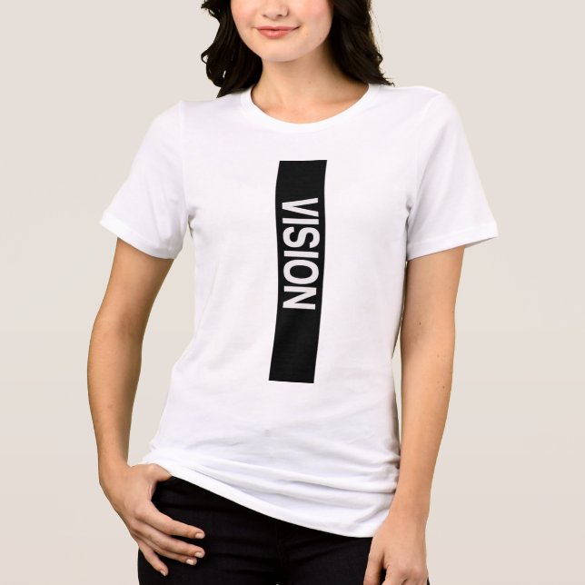 NOISIA Vertical Typography Women’s Minimal T-Shirt Tri-Blend Shirt (Front)