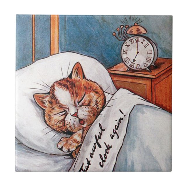 Noisy Alarm Clock, Louis Wain Tile (Front)