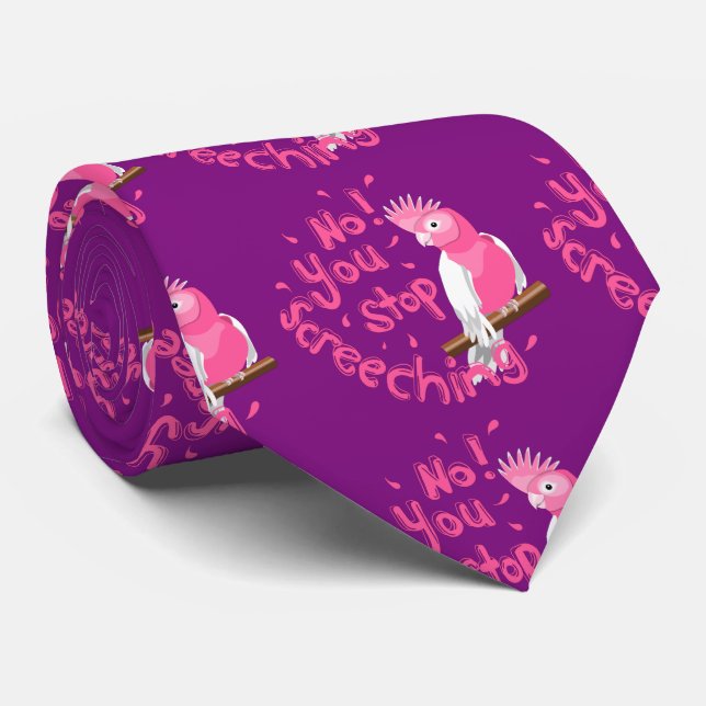 Noisy Pink Galah Tie (Rolled)