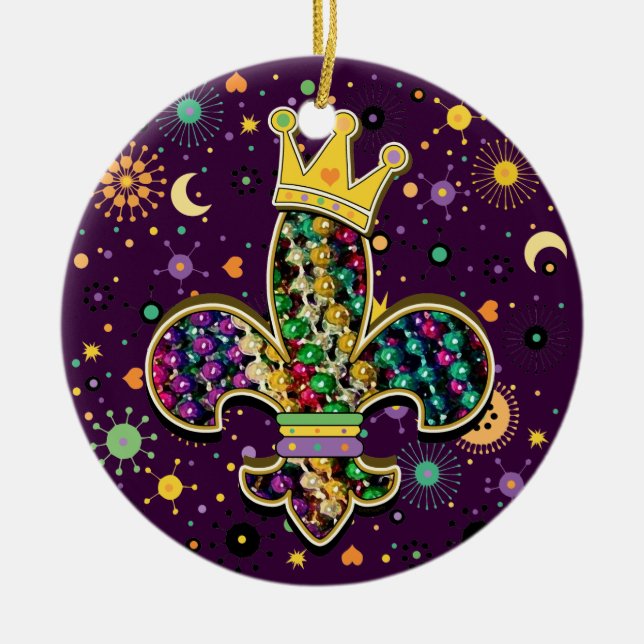NOLA Dat Fleur de is beads Ceramic Tree Decoration (Front)
