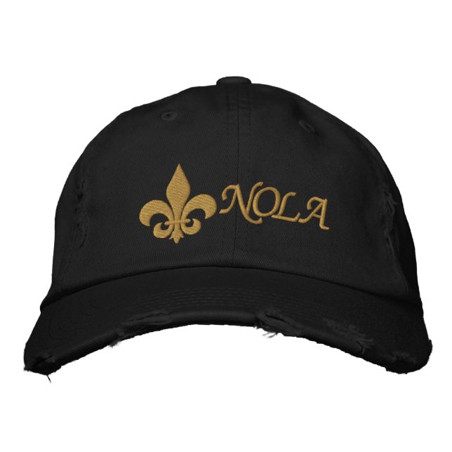 NOLA   Fleur De Lis Embroidered Hat (Front)