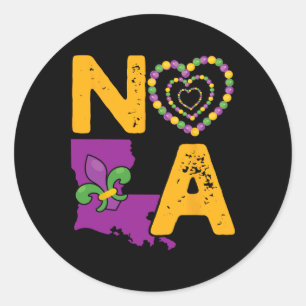 Nola New Orleans 504 Mardi Gras  Classic Round Sticker