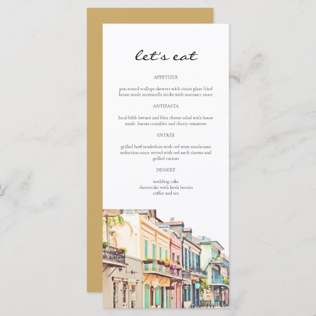 NOLA New Orleans Bourbon Street Menu Cards (Front/Back)