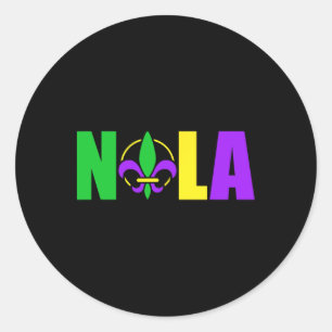 Nola New Orleans Louisiana 504 Fleur-de-lis Mardi Classic Round Sticker