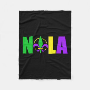 Nola New Orleans Louisiana 504 Fleur-de-lis Mardi  Fleece Blanket