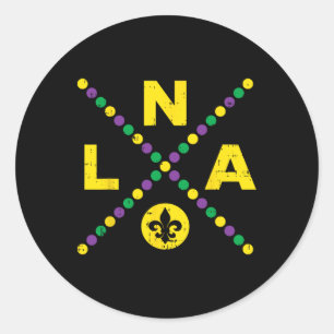 Nola New Orleans Louisiana Jester Funny Mardi Gras Classic Round Sticker