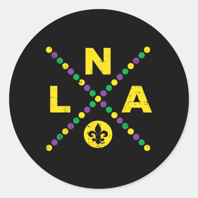 Nola New Orleans Louisiana Jester Funny Mardi Gras Classic Round Sticker (Front)