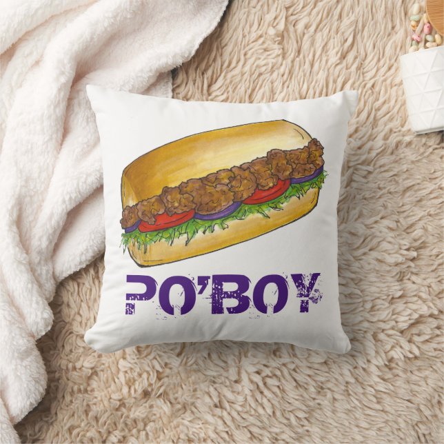 NOLA New Orleans Louisiana Shrimp Po'boy Sandwich Cushion (Blanket)
