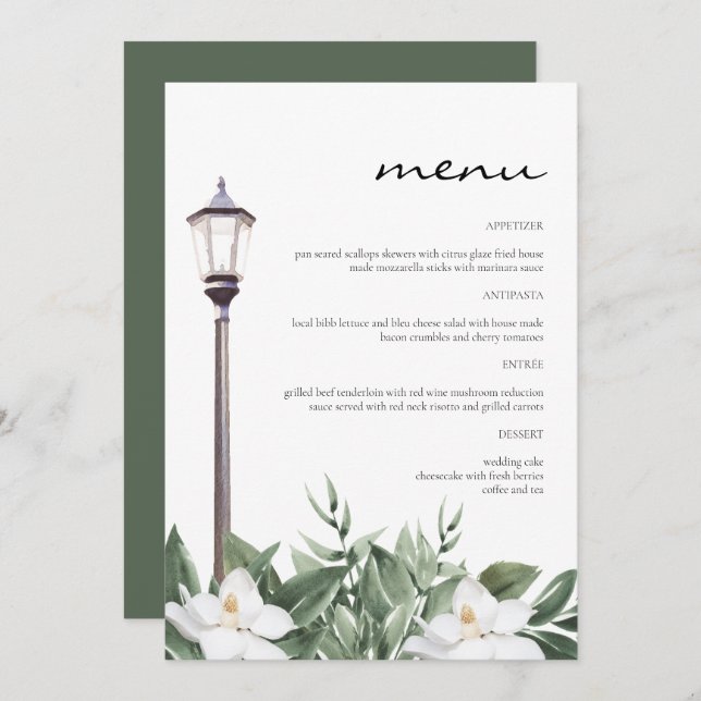 NOLA New Orleans Magnolia 5x7" Let's Eat Menu (Front/Back)