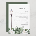 NOLA New Orleans Magnolia 5x7" Let's Eat Menu<br><div class="desc">This menu features watercolor magnolias and a french quarter inspired lamp post. Use this template to edit the fonts, font colour, and background colour to match your event needs. Easily edit wording to match your needs. This menu makes the perfect addition to your New Orleans and Louisiana destination wedding, bridal...</div>