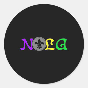 Nola New Orleans Mardi Gras 504  Classic Round Sticker