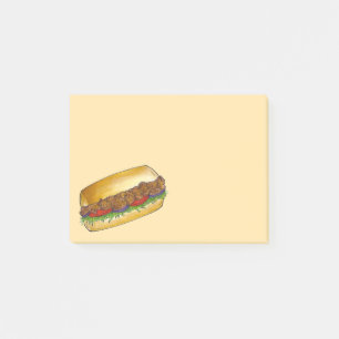 NOLA New Orleans Shrimp Po'Boy Sandwich Post Its Post-it Notes